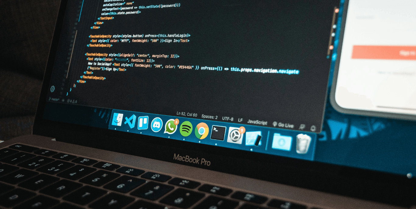 Computer with code on the screen